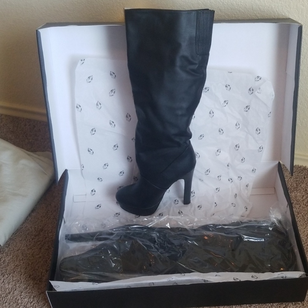 Colin Stuart Black Platform Knee Height Boots